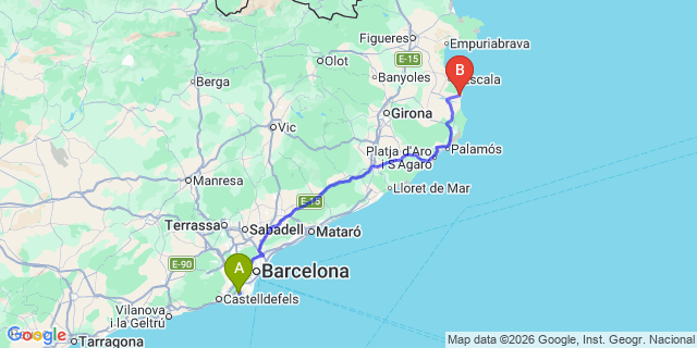 Map: Barcelona Airport (BCN) to Estartit