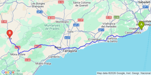Map: Barcelona Airport (BCN) to Flix
