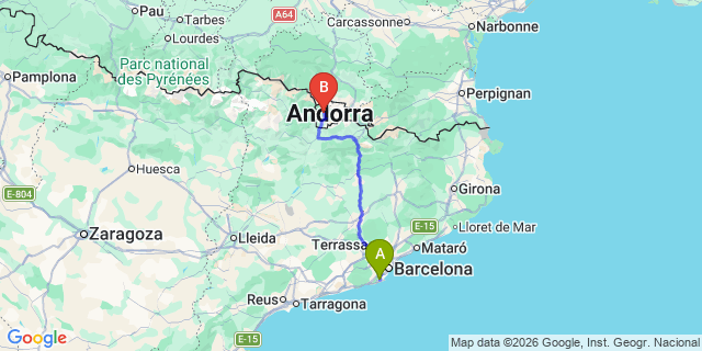 Map: Barcelona Airport (BCN) to La Massana