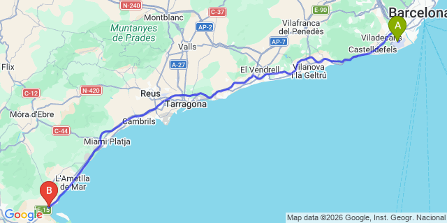 Map: Barcelona Airport (BCN) to LAmpolla