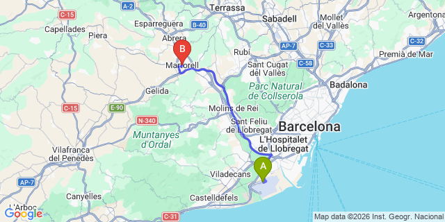 Map: Barcelona Airport (BCN) to Martorell