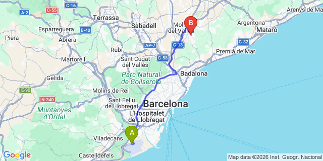 Map: Barcelona Airport (BCN) to Martorelles