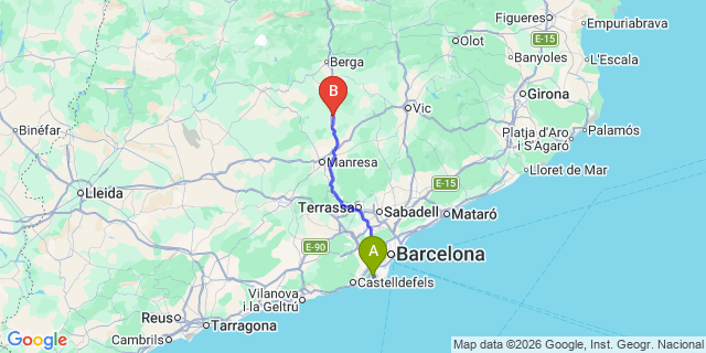 Map: Barcelona Airport (BCN) to Navas
