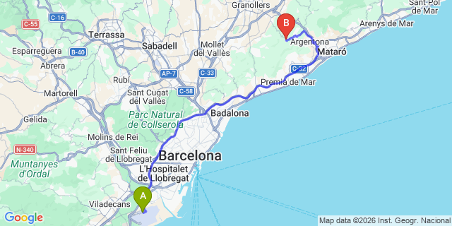Map: Barcelona Airport (BCN) to Orrius
