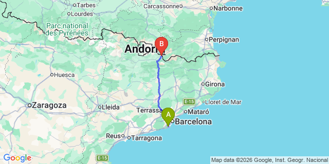 Map: Barcelona Airport (BCN) to Puigcerda