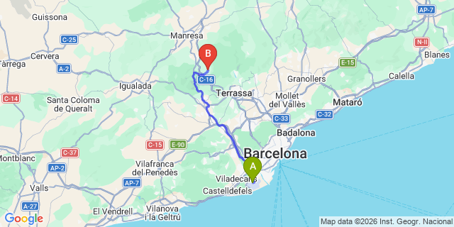Map: Barcelona Airport (BCN) to Rellinars