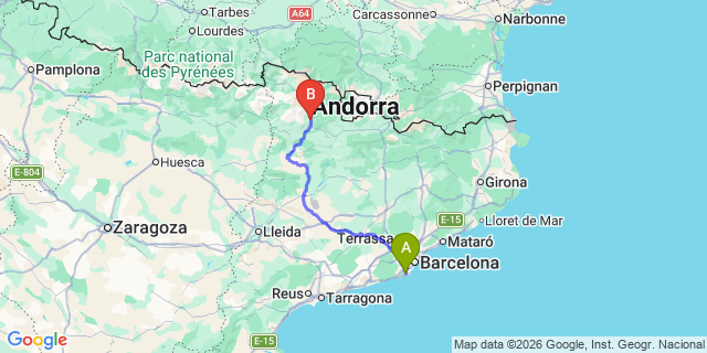 Map: Barcelona Airport (BCN) to Rialp