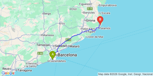 Map: Barcelona Airport (BCN) to Santa Margarida