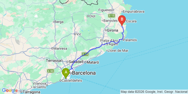 Map: Barcelona Airport (BCN) to Torroella de Montgri