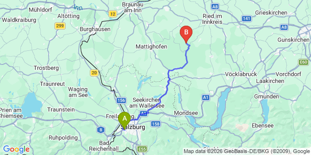 Map: Salzburg Airport (SZG) to Abtenau