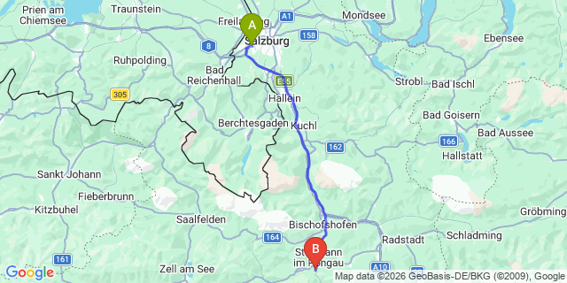Map: Salzburg Airport (SZG) to Alpendorf