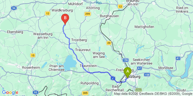 Map: Salzburg Airport (SZG) to Außervillgraten