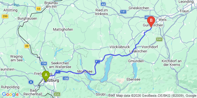 Map: Salzburg Airport (SZG) to Bad Mitterndorf
