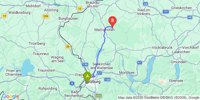 Map: Salzburg Airport (SZG) to Bischofshofen