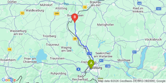 Map: Salzburg Airport (SZG) to Bruck an der Großglocknerstraße