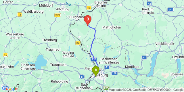 Map: Salzburg Airport (SZG) to Bürmoos