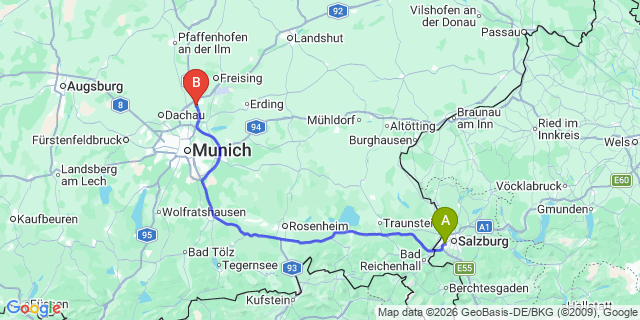 Map: Salzburg Airport (SZG) to Eching
