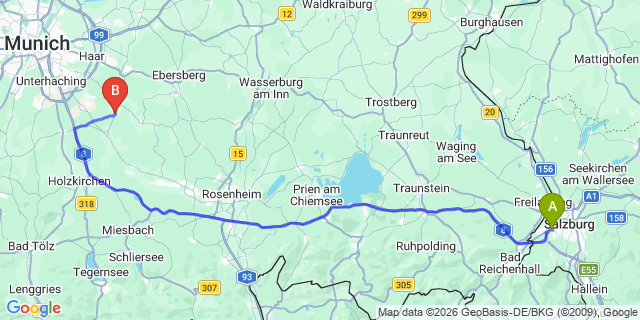 Map: Salzburg Airport (SZG) to Egmating