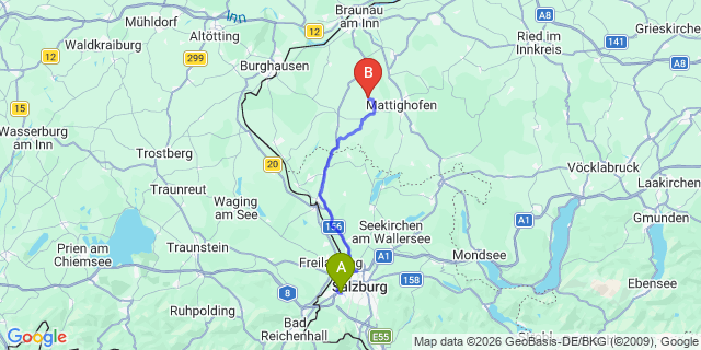 Map: Salzburg Airport (SZG) to Elixhausen