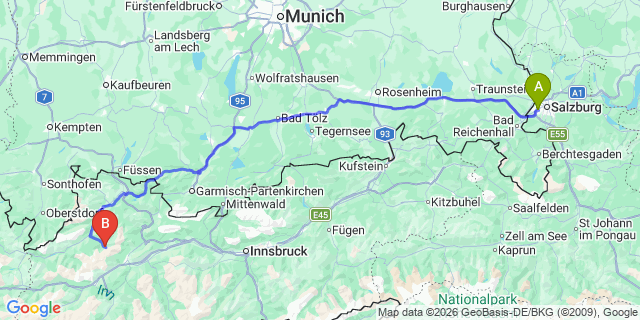 Map: Salzburg Airport (SZG) to Fiss