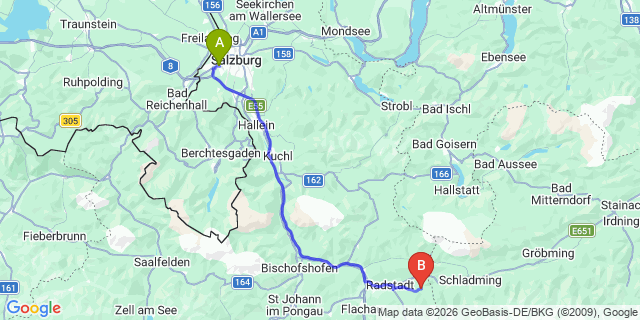 Map: Salzburg Airport (SZG) to Forstau