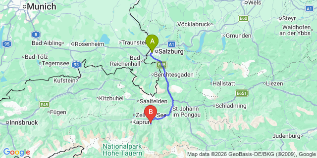 Map: Salzburg Airport (SZG) to Freilassing