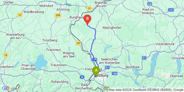 Map: Salzburg Airport (SZG) to Großgmain