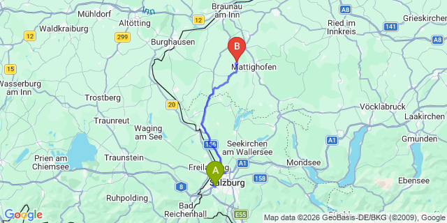 Map: Salzburg Airport (SZG) to Hallwang