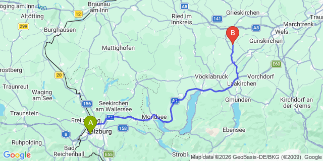 Map: Salzburg Airport (SZG) to Haus im Ennstal