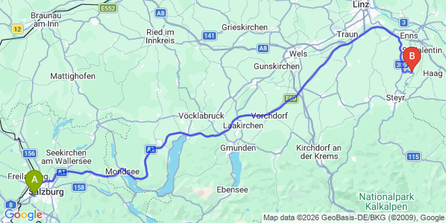 Map: Salzburg Airport (SZG) to Hohentauern