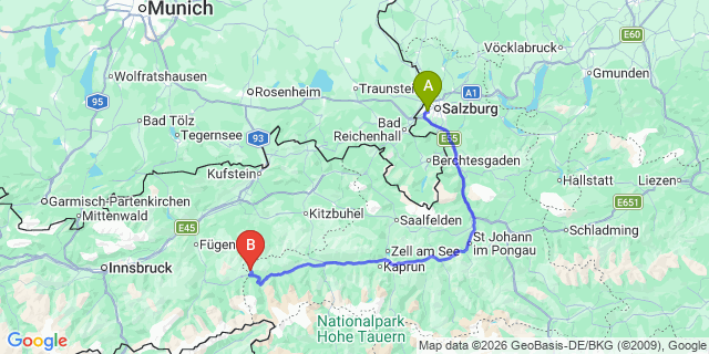 Map: Salzburg Airport (SZG) to Konigsleiten