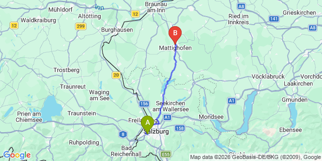 Map: Salzburg Airport (SZG) to Kuchl