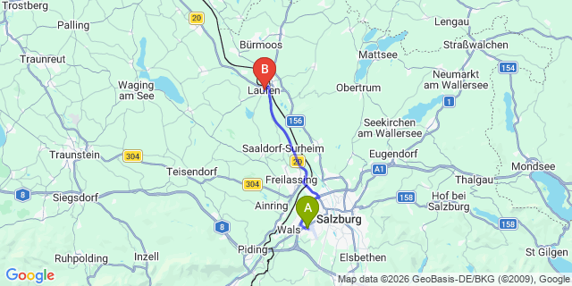 Map: Salzburg Airport (SZG) to Laufen