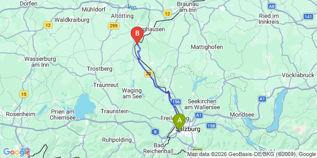 Map: Salzburg Airport (SZG) to Lienz