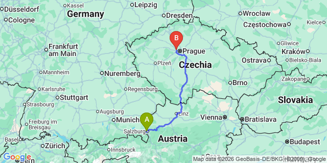 Map: Salzburg Airport (SZG) to Linz