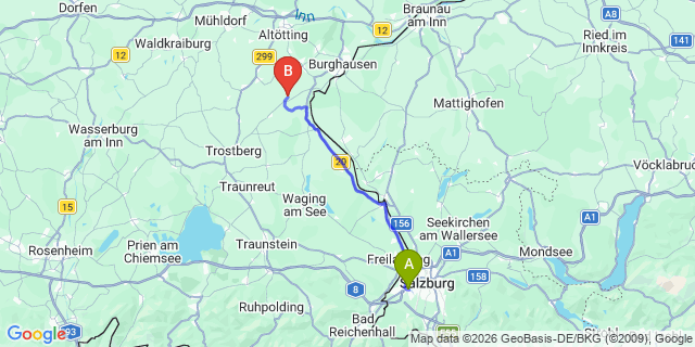 Map: Salzburg Airport (SZG) to Lofer