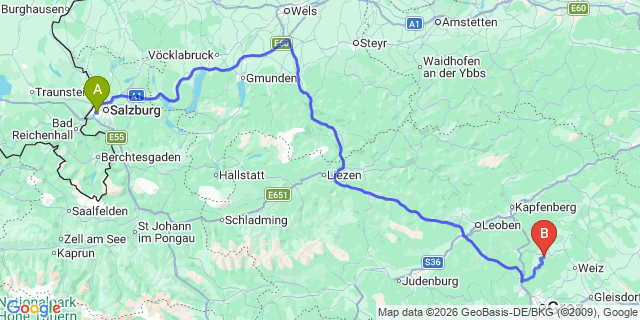 Map: Salzburg Airport (SZG) to Merano