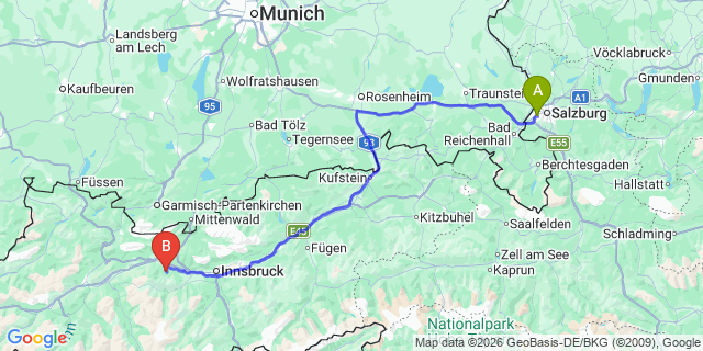 Map: Salzburg Airport (SZG) to Mosern