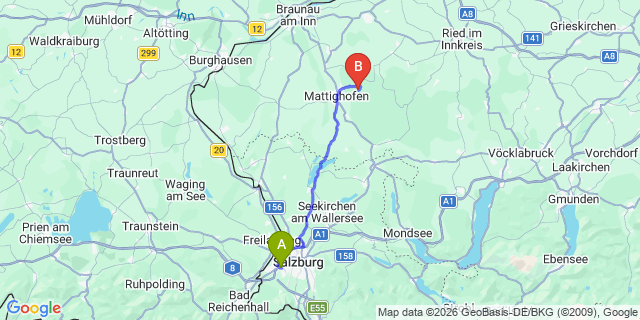 Map: Salzburg Airport (SZG) to Pfarrwerfen