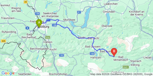 Map: Salzburg Airport (SZG) to Pichl-Kainisch