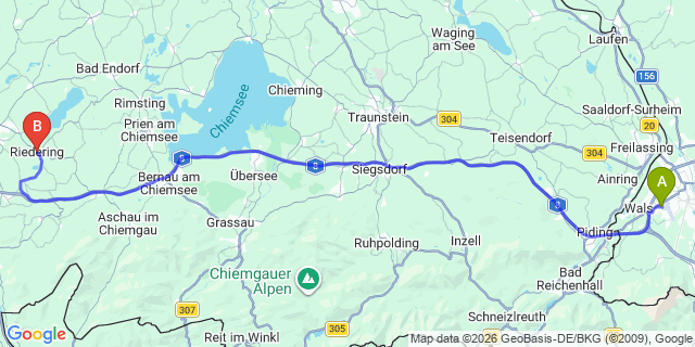 Map: Salzburg Airport (SZG) to Riedering