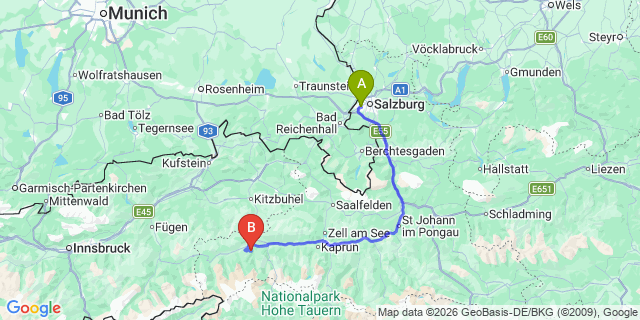 Map: Salzburg Airport (SZG) to Schwendt
