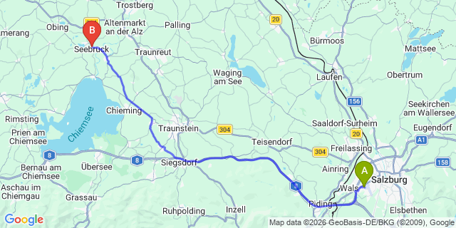 Map: Salzburg Airport (SZG) to Seeon-Seebruck