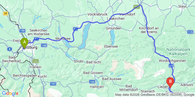 Map: Salzburg Airport (SZG) to Selzthal