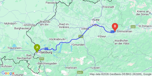 Map: Salzburg Airport (SZG) to Spielberg