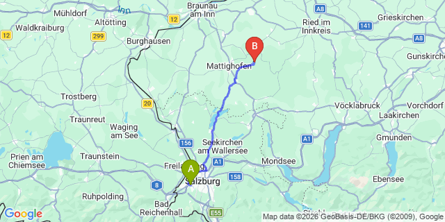 Map: Salzburg Airport (SZG) to Steinfeld