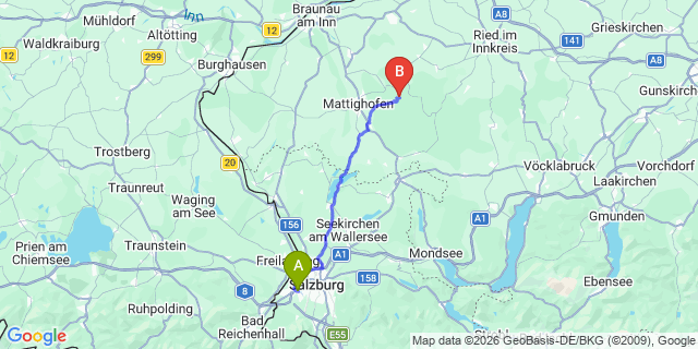Map: Salzburg Airport (SZG) to Thalgau