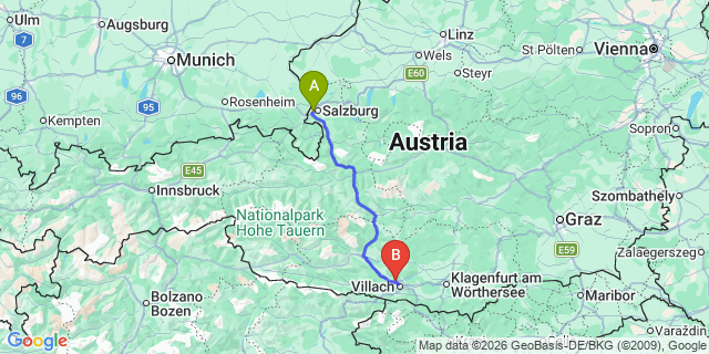 Map: Salzburg Airport (SZG) to Vogel