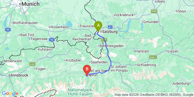 Map: Salzburg Airport (SZG) to Zell am See