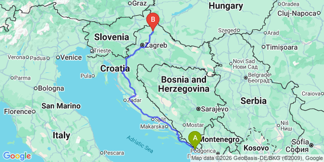 Map: Dubrovnik Airport (DBV) to Split